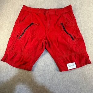 Armani Exchange Mens Red Ripstop Cargo Shorts Size 34 Zipper Pockets AX Utility